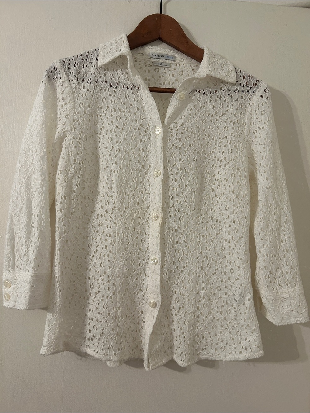 White Lace Button-Down Shirt